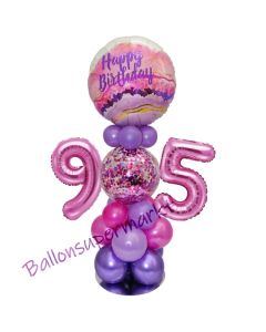 LED Ballondeko zum 95. Geburtstag in Pink und Lila