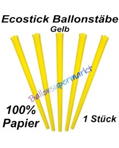Ecostick Ballonstab aus 100 % Papier, gelb, 1 Stück 