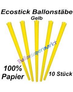 Ecostick Ballonstäbe aus 100 % Papier, gelb, 10 Stück 