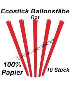 Ecostick Ballonstäbe aus 100 % Papier, rot, 10 Stück 