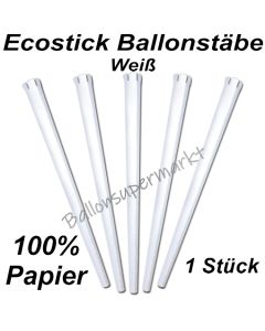 Ecostick Ballonstab aus 100 % Papier, weiß, 1 Stück 