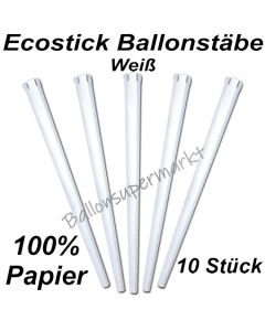 Ecostick Ballonstäbe aus 100 % Papier, weiß, 10 Stück 