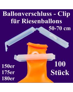 Ballonverschlüsse, Clips für Riesenballons aus Latex von 50 cm bis 70 cm, 100 Stück