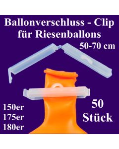 Ballonverschlüsse, Clips für Riesenballons aus Latex von 50 cm bis 70 cm, 50 Stück