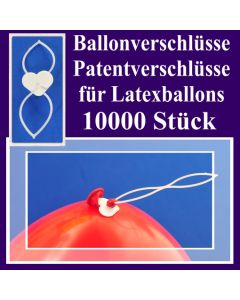 Ballonverschlüsse, Patentverschlüsse für Luftballons aus Latex, 10000 Stück