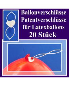 Ballonverschlüsse, Patentverschlüsse für Luftballons aus Latex, 20 Stück