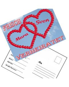 Ballonweitflugkarten Frisch verheiratet, personalisiert mit Namen und Anschrift