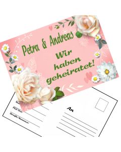 Ballonweitflugkarten Wir haben geheiratet, personalisiert mit Namen und Anschrift