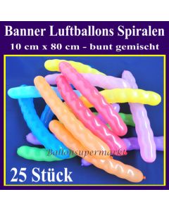 Banner-Spiralen-Luftballons, 25 Stück, bunt gemischt