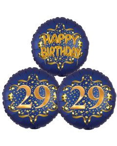 Bouquet aus Luftballons zum 29. Geburtstag, Satin de Luxe, Navy Blue