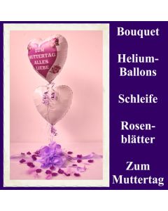 Dekoration zum Muttertag, Bouquet aus Heliumballons und Dekoration, zum Muttertag alles Liebe