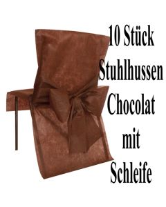 Stuhlhussen, Braun - Schokoladenfarbe, mit Schleife, 10 Stück