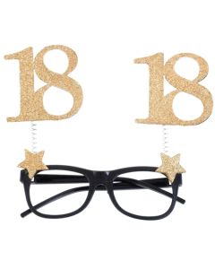 Party-Brille zum 18. Geburtstag, Gold Glitter