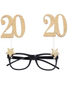 Party-Brille zum 20. Geburtstag, Gold Glitter