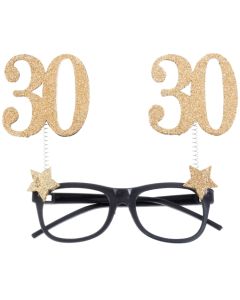 Party-Brille zum 30. Geburtstag, Gold Glitter