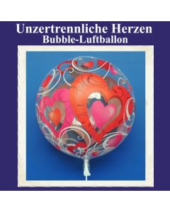 Bubble Luftballon mit Helium-Ballongas: Unzertrennliche Herzen