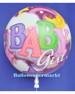 Luftballon aus der Serie Bubbles zu Geburt und Taufe mit Helium Ballongas, Baby Girl