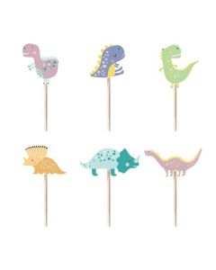 6 Cake Topper-Muffin Topper Dinos