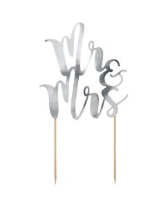 Cake Topper Mr & Mrs in Silber