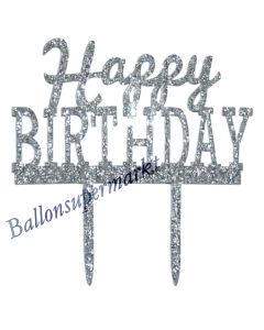 Spiegel Cake Topper Happy Birthday Glitter, Tortendeko zum Geburtstag