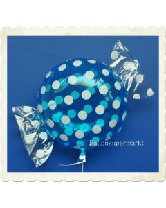 Candy Luftballon aus Folie mit Helium, Dots, Hellblau