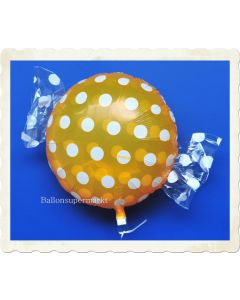 Candy Luftballon aus Folie mit Helium, Dots, Orange