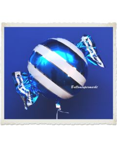 Candy Luftballon aus Folie mit Helium, Blau, Stripes