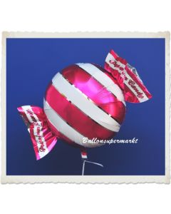 Candy Luftballon aus Folie mit Helium, Fuchsia, Stripes