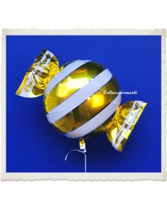 Candy Luftballon aus Folie mit Helium, Gold, Stripes