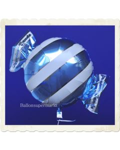 Candy Luftballon aus Folie mit Helium, Hellblau, Stripes