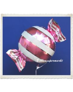 Candy Luftballon aus Folie mit Helium, Pink, Stripes