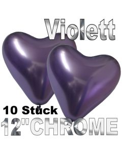 Chrome Herzluftballons 33 cm Violett, 10 Stück