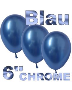 Chrome Luftballons 15 cm Blau, 10 Stück