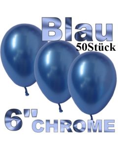 Chrome Luftballons 15 cm Blau, 50 Stück