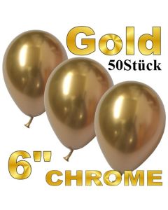 Chrome Luftballons 15 cm Gold, 50 Stück