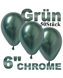 Chrome Luftballons 15 cm Grün, 50 Stück