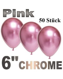 Chrome Luftballons 15 cm Pink, 50 Stück