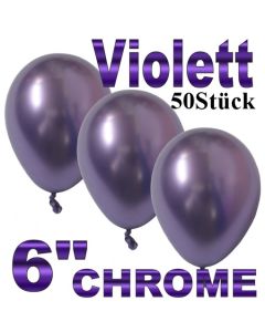 Chrome Luftballons 15 cm Violett, 50 Stück