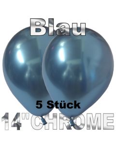 Luftballons in Chrome Blau 35 cm, 5 Stück