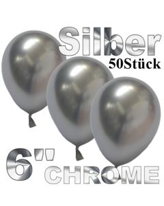 Chrome Luftballons 15 cm Silber, 50 Stück