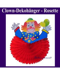 Dekorationshänger Clown mit roter Rosette, Festdeko, Partydekoration, Karneval, Fasching, Kinderkarneval, Kindergeburtstag, Kinderfest