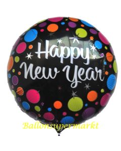 Silvester-Folienballon inklusive Ballongas Happy New Year - Colorful Dots