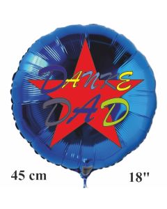 Danke Dad, blauer, runder Luftballon, 45 cm, rund, mit Helium