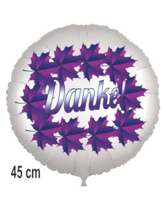 Danke. Rundluftballon aus Folie, Leaves, 45 cm