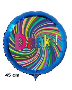 Danke. Rundluftballon aus Folie, Rainbow Spiral, 45 cm