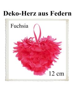 Herz aus Federn in Fuchsia, 12 cm