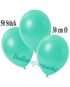 Deko-Luftballons Metallic Aquamarin, 50 Stück