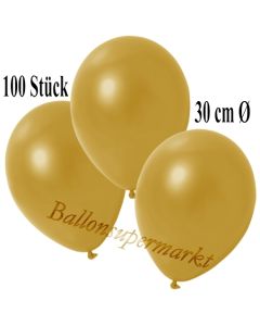 Deko-Luftballons Metallic Gold, 100 Stück