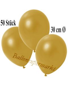 Deko-Luftballons Metallic Gold, 50 Stück