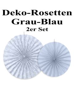 Deko-Rosetten, Grau-Blau, 2 Stück-Set